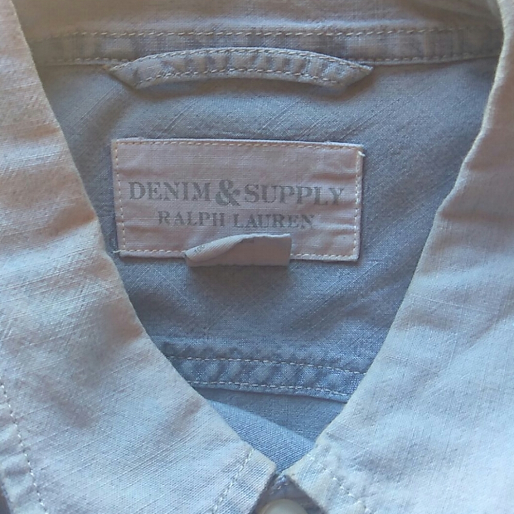 Long sleeve button up denim shirt